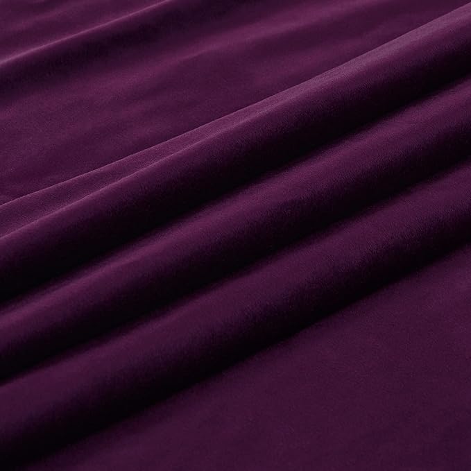 PRIMROSE Purple Velvet Curtains 102 inch Long for Living Room,Set of 2 Panels Blackout Rod Pocket Back Tab Window Treatment Room Darkening Heavy Decorative Curtains Drapes for Bedroom