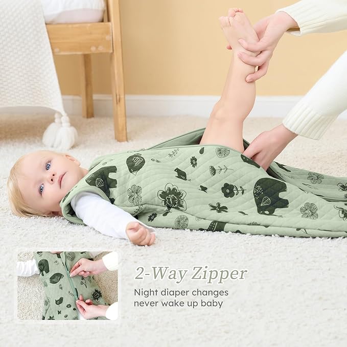 Looxii Baby Sleep Sack 0-6 Months 2.5 TOG Baby Wearable Blanket, Cotton Quilted Newborn Sleeping Bag 2-Way Zipper Warm Toddler Sleeping Sack for Winter