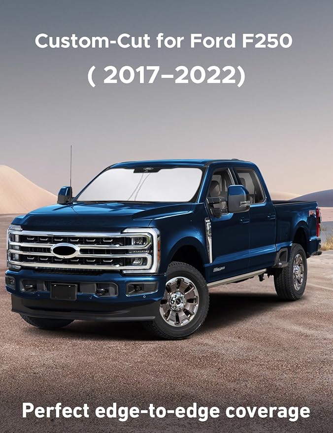 Econour Windshield Sunshade for Ford F-250 2017-2020 2021 2022, Sun Visor for Front Windshield & Window Sun Shade Cover, UV Heat Blocker & Protector, Car Accessories