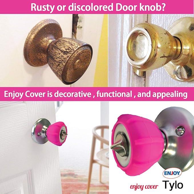New Enjoy Cover - Door Knob Cover Grips Non Slip Arthritis & Senior Living Aids Grippy Easy Open Decorative. Simple Functional Effective Solution- 4 Pack (Hot Pink, Tylo)