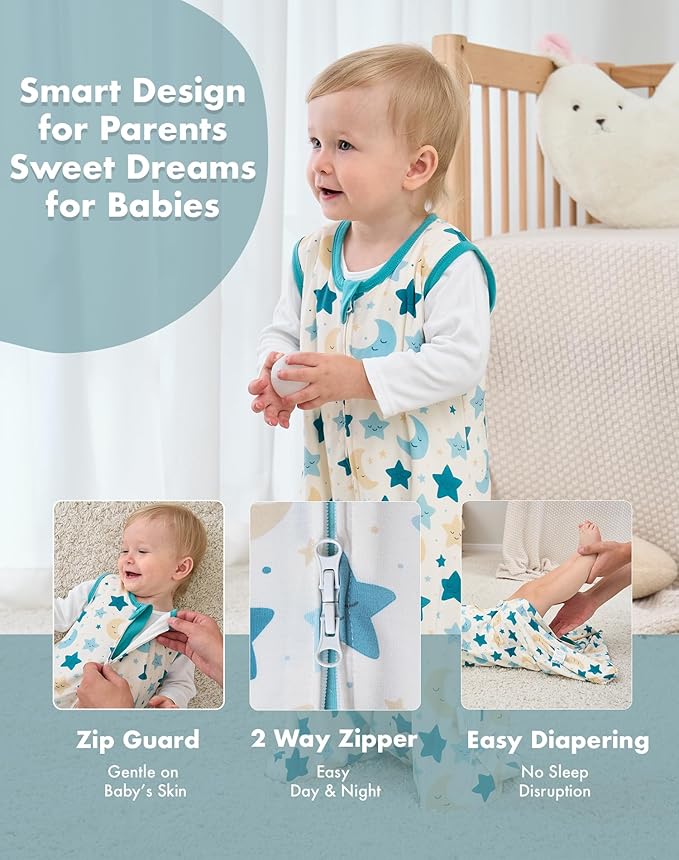 FJORHAL Rayon Made from Bamboo Sleep Sack – TOG 1.0 Soft Wearable Blanket for Infants & Toddlers