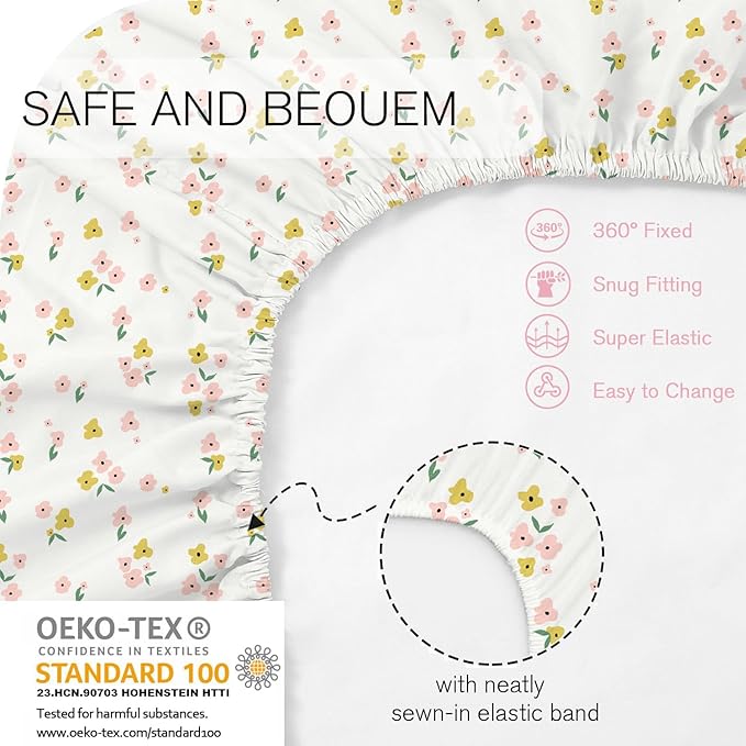 Little Grape Land Bassinet Sheets 4 Pack, 33" x 18" Fitted Bassinet Sheets Up to 4" Deep Pocket, Ultra Soft Baby Bassinet Fitted Sheets for Bassinet Mattress, Unicorn Dreams