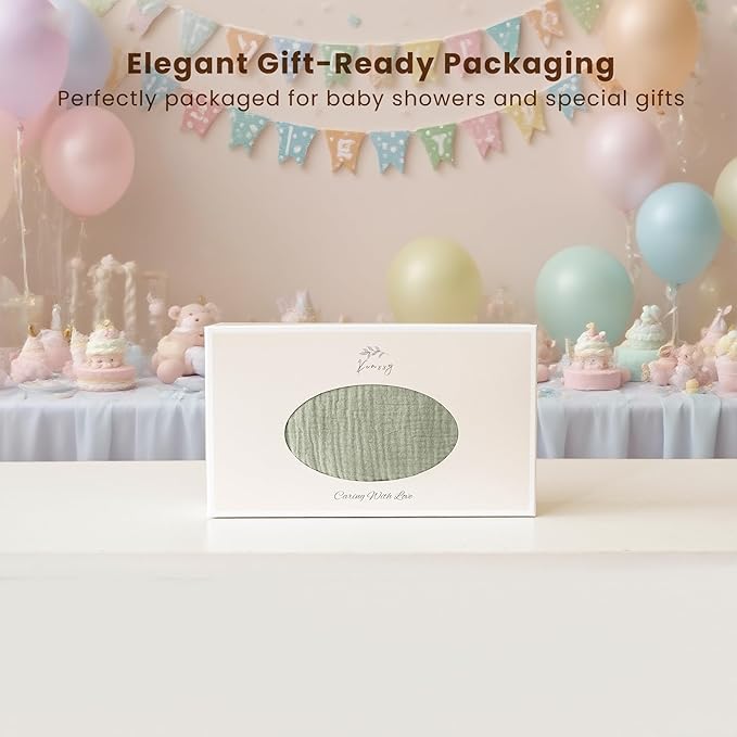 Konssy Muslin Baby Sleep Sack 6-12 Months 0.8 TOG, 2 Pack 100% Cotton Wearable Blanket for Babies, 2-Way Zipper Breathable Sleeping Sack Infant Toddler Essentials for Girls and Boys (Cream, Fog Green)