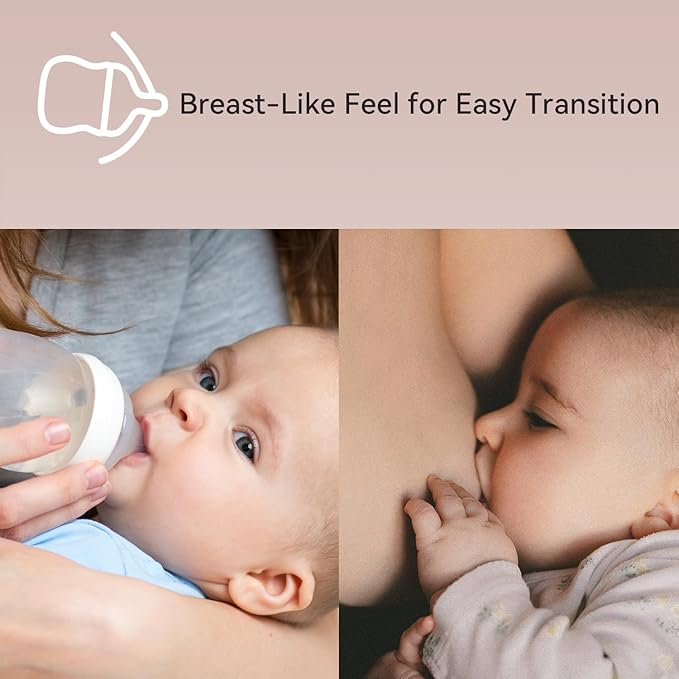TOVVILD Silicone Replacement Nipple, Fast Flow Nipples for Wide Neck Bottles, 6+ Months, 10 Count