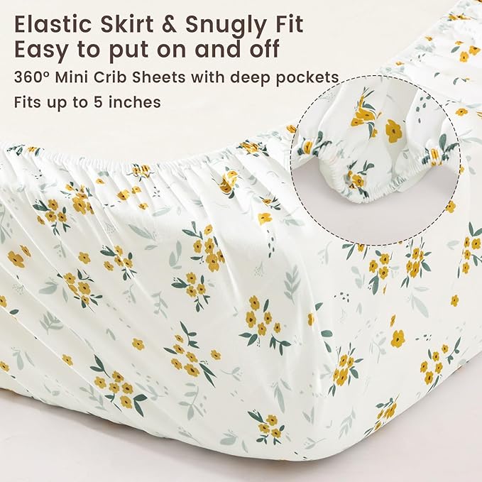 david's kids 3 Pack Bassinet Sheets, Ultra Soft Breathable Comfortable Baby Sheet Set for Boys Girls Neutral, Univeral Fit for Most Cradle and Bassinet Mattress, Leaf & Floral