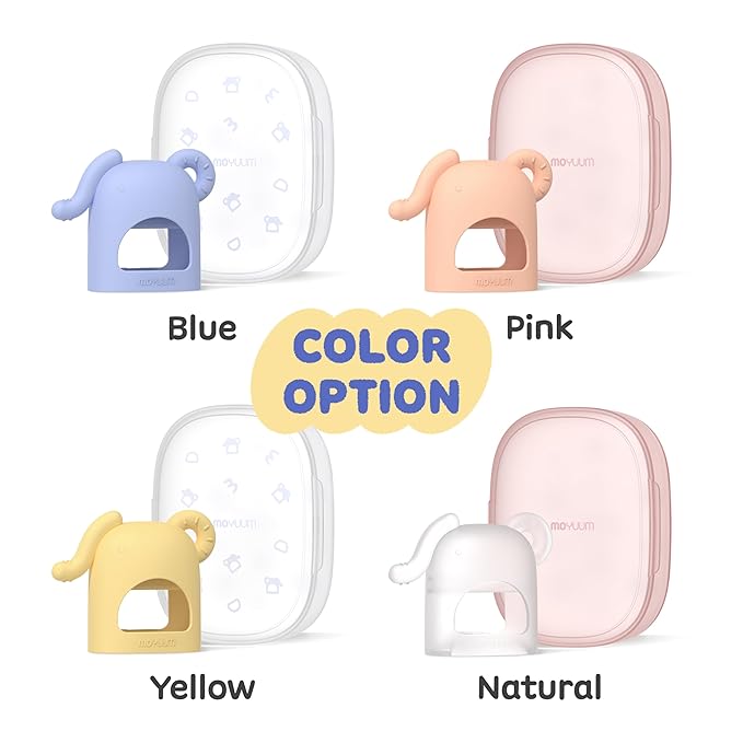 Moyuum Silicone Elephant Grip Hand Teether Toy | Made in Korea, Provides Teething Relief, Wearable Teether is Easy to Hold, Drop Resistant with Adjustable Wrist Strap, Babies 3+ Months, Yellow