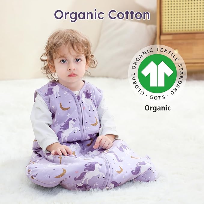 Yoofoss Baby Sleep Sack 6-12 Months, TOG 2.5 Baby Wearable Blanket with 2-Way Zipper, 100% Organic Cotton Fabric Winter Newborn Sleeping Sack, Warm Soft Comfy