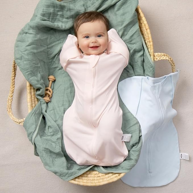 MEXXI Swaddle Baby Sleep Sack With Arms Up, 2 Pack Baby Transitional Swaddle with Double Zipper,0.5 TOG
