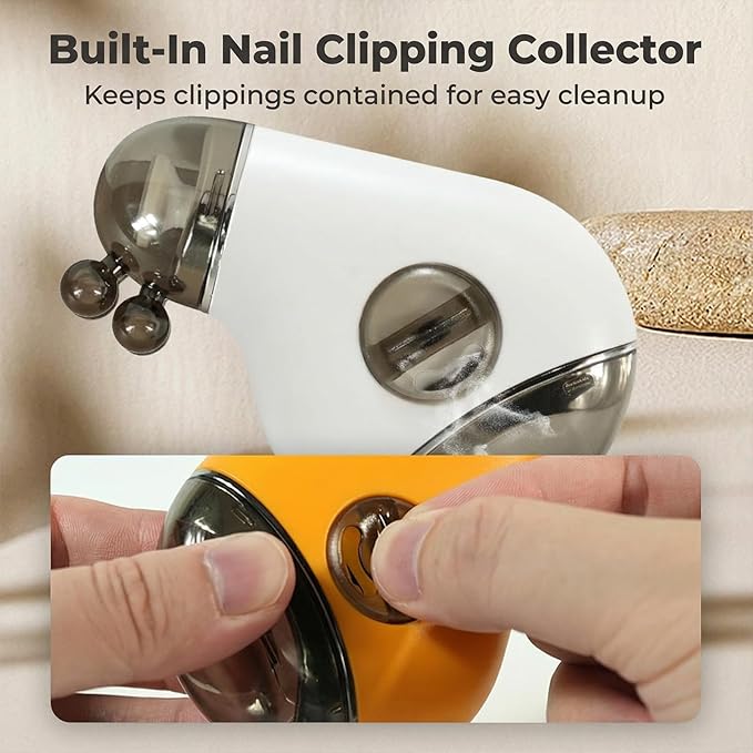 Electric Nail Clippers & Polisher - Safe Automatic 3-in-1 Electric Nail Trimmer & File with LED Light, 3 Speeds, USB Rechargeable, Built-in Nail-Chip Storage for Kids & Seniors & Nail Art (Yellow)