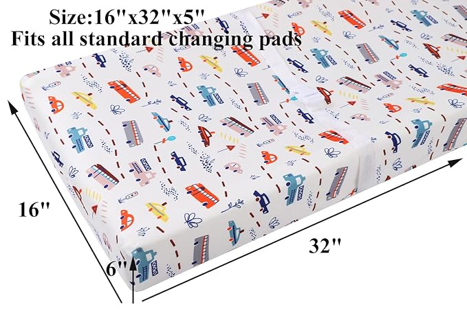 Tontukatu Changing Pad Cover Set 3 Pack Jersey Knit Ultra Soft for Baby Boys Girls Rocket Satellite/Car/Bus