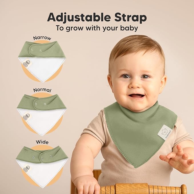 KeaBabies 8-Pack Organic Baby Bandana Bibs for Boys, Girls - Super Absorbent Triangle Baby Bibs for Drooling and Teething Infant, 100% Cotton Extra Soft for Newborn, Infant 0-36 Months (Hunter)
