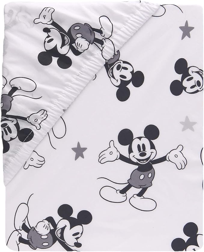 Lambs & Ivy Magical Mickey Mouse Cotton Fitted Crib Sheet - White, Disney