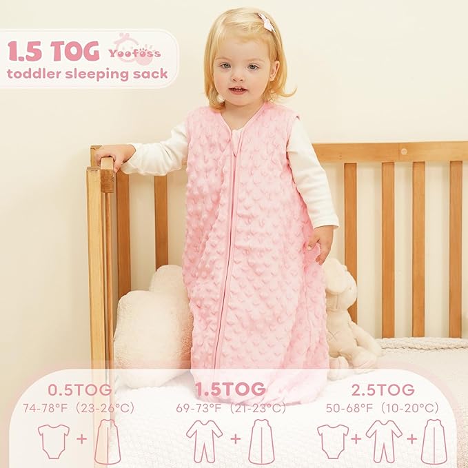 Yoofoss Fleece Baby Sleep Sack 0-6 Months with Plush Dots, TOG 1.5 Baby Wearable Blanket with 2-Way Zipper, Cotton Toddler Sleep Sack Fleece