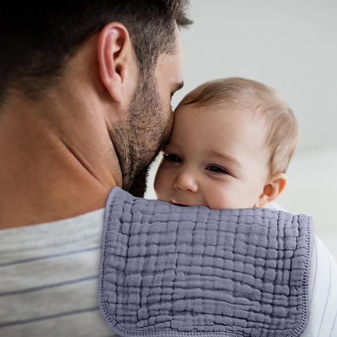 Looxii Muslin Burp Cloths 100% Cotton Muslin Cloths Large 20''x10'' Extra Soft and Absorbent 6 Pack Baby Burping Cloth for Boys and Girls (Fog Blue)