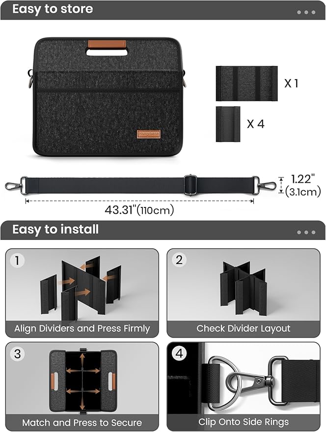 Fluxynara 6-Cup Reusable Felt Drink Carrier with Handle and Adjustable Shoulder Strap, Drink Holder for Car, Multi-Cup Drink Carrier Bag for Delivery, Travel, Picnics (Charcoal Gray)