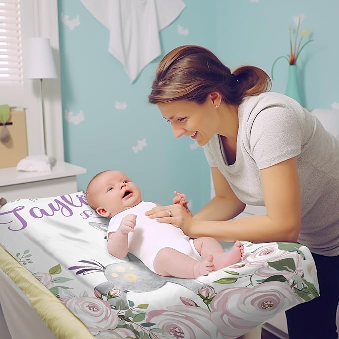 Custom Changing Pad Cover Set - Jersey Knit Ultra Soft Unisex Waterproof Diaper Changing Table Covers with Personalized Name for Baby Boys Girls - Comfy Cozy 2 Pcs Set Style12