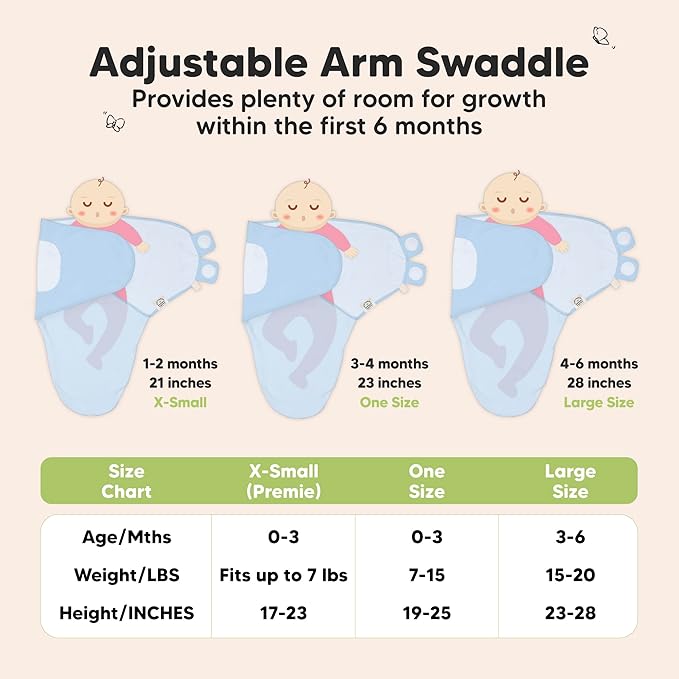 3-Pack Organic Baby Swaddle Sleep Sacks - Swaddles for Newborns, Infant 0-3 Months, Baby Girls, Boys, Soft & Snug Newborn Sleep Sack, Nursery Swaddling Blankets (ABC Land Cloud)