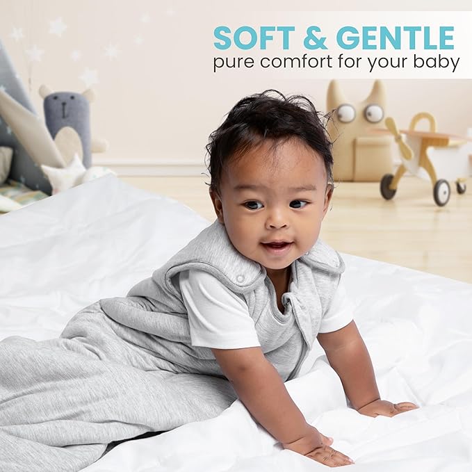 Cozy Seal Rayon Made from Bamboo Sleep Sack 1.0 TOG 0-6 Months Unisex Baby Sleeping Bag with 2-Way Zipper Breathable Wearable Blanket Baby