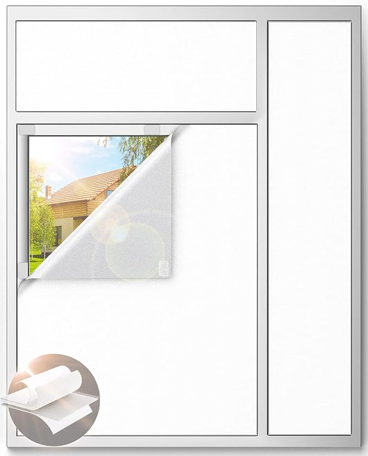 White Blackout Curtains for Bedroom, 70" x 58" Portable Blackout Blinds with 20 Sets Hooks & Loops Strips for 100% Blackout Window Film, Temporary Black-Out Shades for Windows Cover Nursery Travel RV