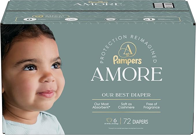 Pampers Amore, Size 6 (23-44 lbs), 72 Count, Our Best Diaper
