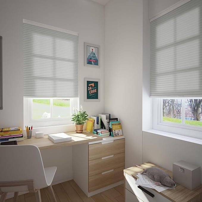 Changshade Light Filtering Cellular Shades Cordless Blinds for Indoor Windows, Honeycomb Blinds Accordion Shades Pleated 1.5" Cell for Home Bedroom, Shade Size 72 inch High 62 inch Wide, Gray