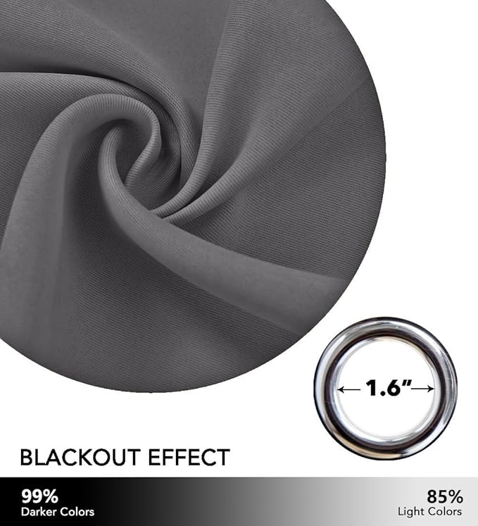 NICETOWN Blackout Curtain with Die-Cut Stars - Starry Night Sleep-Enhancing Cosmic Themed Twinkle Drapes for Baby Nursery, Draft Blocking Draperies (2-Pack, W52 x L84 inches, Gray)