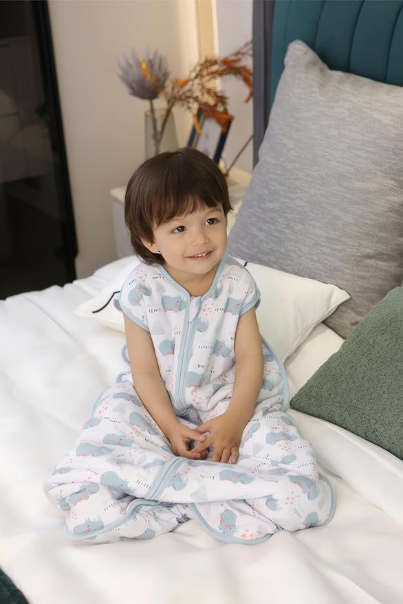 TADO MUSLIN Baby Sleep Sack 2-4 T 95% Rayon from Bamboo 5% Spandex Boys & Girls Wearable Blanket 1.0 TOG Toddler Sleeping Sack Warm 2- Way Zipper X-Large Rhino