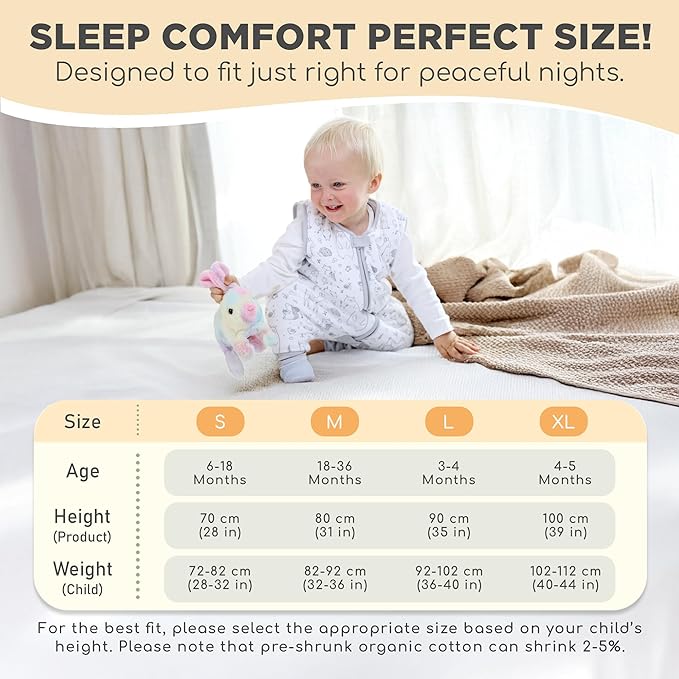 Mama Cheetah Toddler Sleep Sack with Feet 3T-4T, 2.5 TOG Organic Cotton Baby Sleeping Bag with Legs, Winter Baby Wearable Blankets for Early Walker L