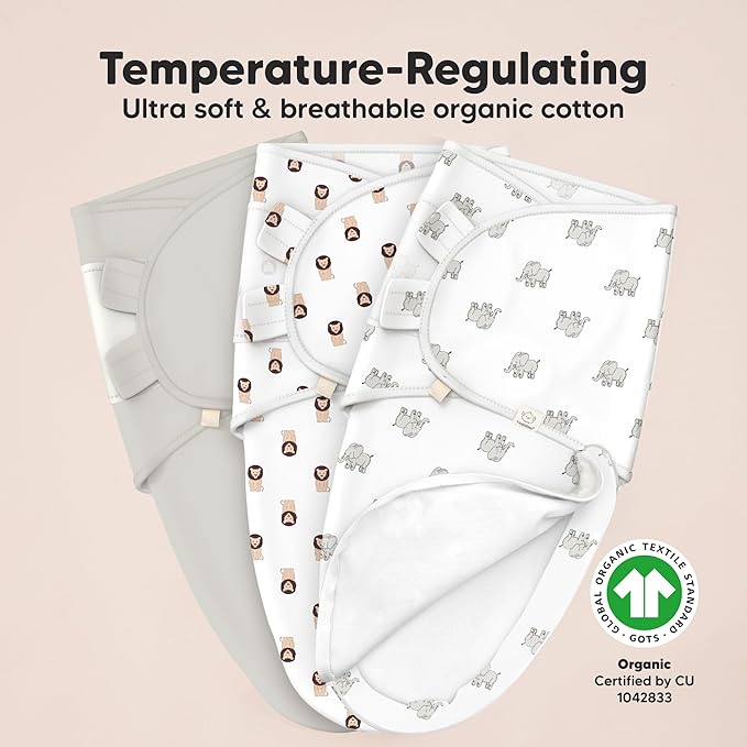 Baby Swaddle Sleep Sacks with Zipper - 3-Pack Swaddles for Newborns 0-3 Months, Infant, Baby Girls, Boys, Soft & Durable Newborn Sleep Sack, Easy Diaper Change Swaddling Blanket (The Wild 2)