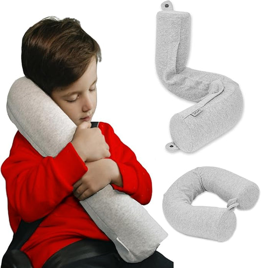 Dot&Dot Twist Memory Foam Kids Travel Pillow for Airplanes - Neck Pillows for Travel, Sleeping - Airplane Pillow for Neck Support, Chin, Lumbar, Leg - Adjustable Toddler Neck Pillow for Car Seat