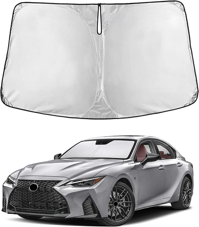 EcoNour Windshield Sun Shade Compatible for Lexus IS300/IS350/IS500/IS250/IS200t 2014-2026 | Sedan Front Window Sun Visor Protector | Foldable 4-Layer Sunshade | Blocks UV Rays & Reduces Interior Heat