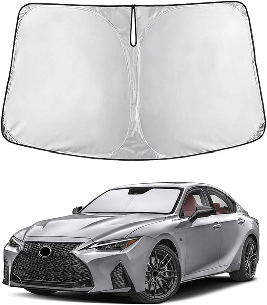 EcoNour Windshield Sun Shade Compatible for Lexus IS300/IS350/IS500/IS250/IS200t 2014-2026 | Sedan Front Window Sun Visor Protector | Foldable 4-Layer Sunshade | Blocks UV Rays & Reduces Interior Heat
