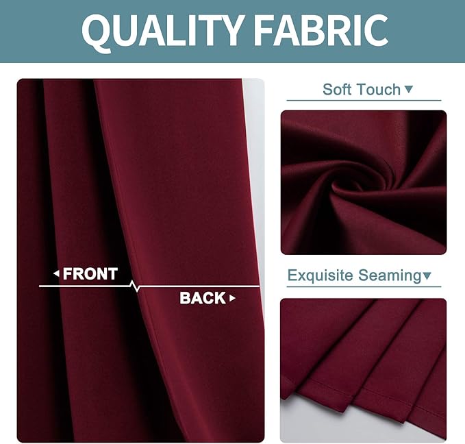 ChrisDowa Grommet Blackout Curtains for Bedroom - Thermal Insulated Room Darkening Curtains for Living Room (1 Panel Set, Burgundy Red,52W x 84L)