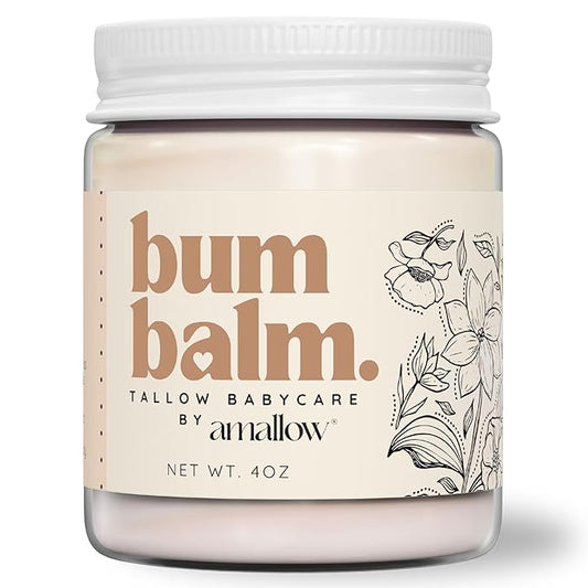 Amallow Baby Bum Balm – Organic Diaper Area Cream for Sensitive, Rash-Prone Skin – Petroleum & Fragrance-Free – Gentle Moisturizing Balm – 4 oz