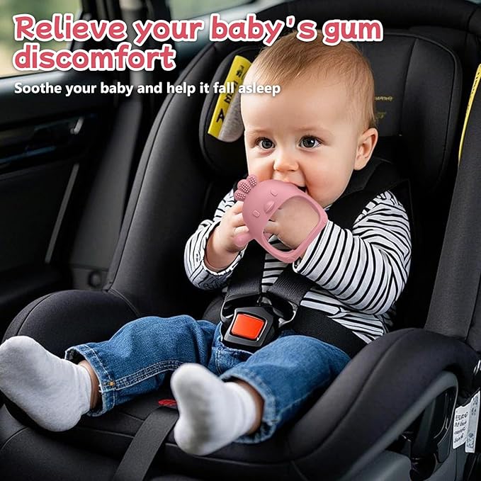 Baby Teething Toys (5 Pack) - Tinabless Infant Teething Keys&Silicone Teething Mitten Set for Babies Over 3 Months, Anti Dropping Baby Chew Toys for Sucking Needs, BPA Free(Coral Red)