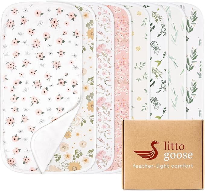 littogoose Premium 8-Pack Waterproof Baby Burp Cloths, Extra Large 13"X26" Soft Absorbent Burping Clothes for Newborns and Infants, Baby Shower Boys Girls