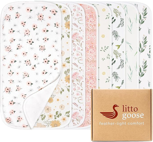 littogoose Premium 8-Pack Waterproof Baby Burp Cloths, Extra Large 13"X26" Soft Absorbent Burping Clothes for Newborns and Infants, Baby Shower Boys Girls