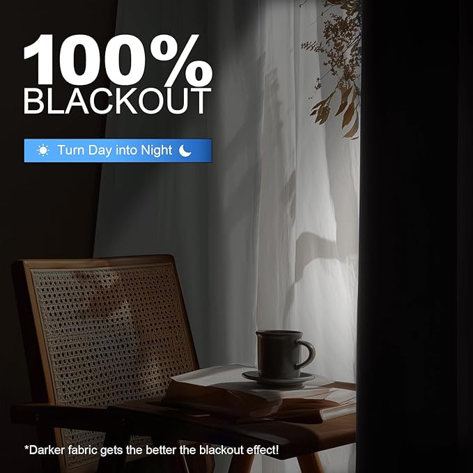 Linen 100% Blackout Curtains for Bedroom, Black Out Curtains 54 Inch Long, Room Darkening Curtains for Living Room, Long Curtain Grommets Drapes, Thermal Curtains(2 Panels, Light Green)