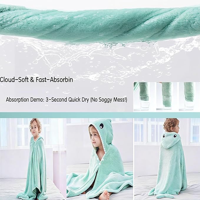 Toddler Bath Towel Baby Towels with Hood 27.5"X55" Ultra Absorbent Soft Bathrobe Blanket Kids Shower Towel for Girls and Boys(Mist Tree)