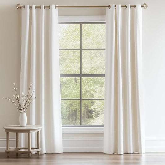 Topfinel Ivory Cream Velvet Blackout Curtains 84 Inches Long,Room Darkening Crushed Heavy Thermal Insulated Soundproof Modern Nursery Grommet Winter Drapes for Bedroom Living Room 2 Panels