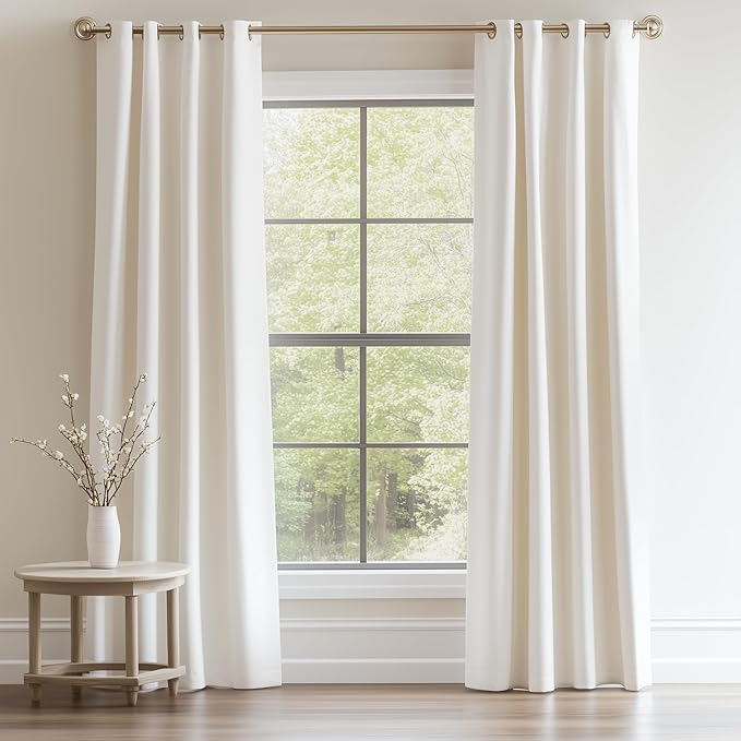 Topfinel Extra Long Ivory Cream Velvet Blackout Curtains 108 Inches Long for Living Room Large Window,Grommet Cold Blocking Noise Cancelling Heavy Tall Floor Length Track Curtains 2 Panels 9 FT