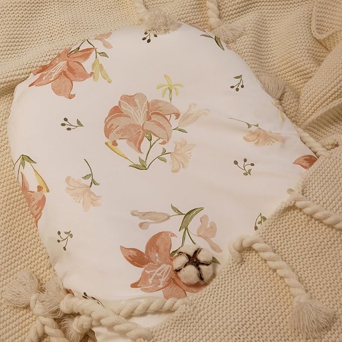 Gllquen Baby Bassinet Sheets Set 2-Pack, Breathable Cozy Bassinet Fitted Sheet Universal Fit Standard Mattress Oval Rectangle Cradle Baby Sheets for Baby Boy Girls Unisex 32"x16"(Lily)