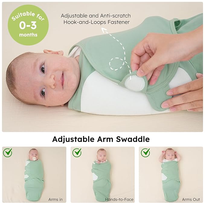 Yoofoss Baby Swaddles for Newborns 100% Organic Cotton, Adjustable Swaddle Sleep Sack 0-3 Months Newborn Swaddle Sack, Breathable Soft(Small)