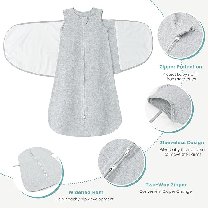 LILBESTIE Baby Swaddle Sleep Sack, 1.0 Tog New-Parent-Friendly Swaddle for Newborns & infant 6-12 Months Baby Wearable Blanket Reduce Startle Reflex, Newborn Boys Girls Registry Essentials
