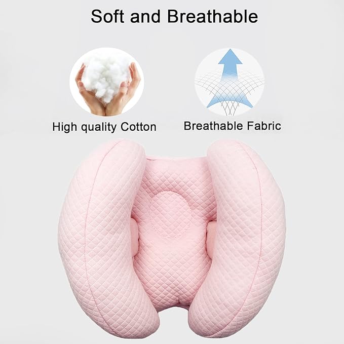 Upgrade 2 in 1 Baby Travel Pillow - Banana Shape Adjustable Baby Head Neck Support Car Seat Insert Pillow for Kids,Headrest Pillows for Cars, Pink