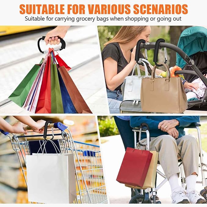 WSSROGY 3 Pack 6.3" Large Stroller Hooks Clip, Heavy Duty Large Carabiner for Mommy Shopping Grocery Bag