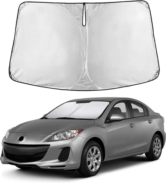 EcoNour Windshield Sun Shade for Mazda 3 2010–2013 | Front Window Sunshade | Foldable Car Sun Protector | Blocks UV Rays & Keeps Interior Cooler
