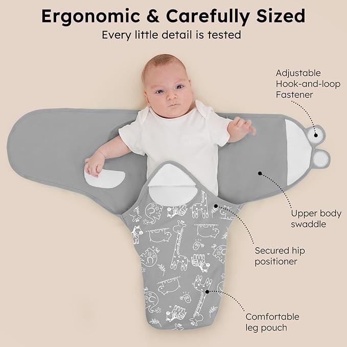 Yoofoss Baby Swaddles for Newborns 100% Organic Cotton, Adjustable Swaddle Sleep Sack 0-3 Months Newborn Swaddle Sack, Breathable Soft(Small)