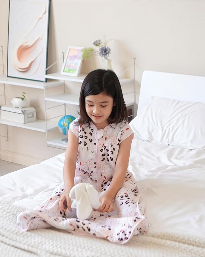 TADO MUSLIN Baby Sleep Sack 2-4 T Boys & Girls Wearable Blanket 100% Organic Cotton 0.5 TOG Toddler Sleep Sacks 2- Way Zipper X-Large Muslin Pink Bunny