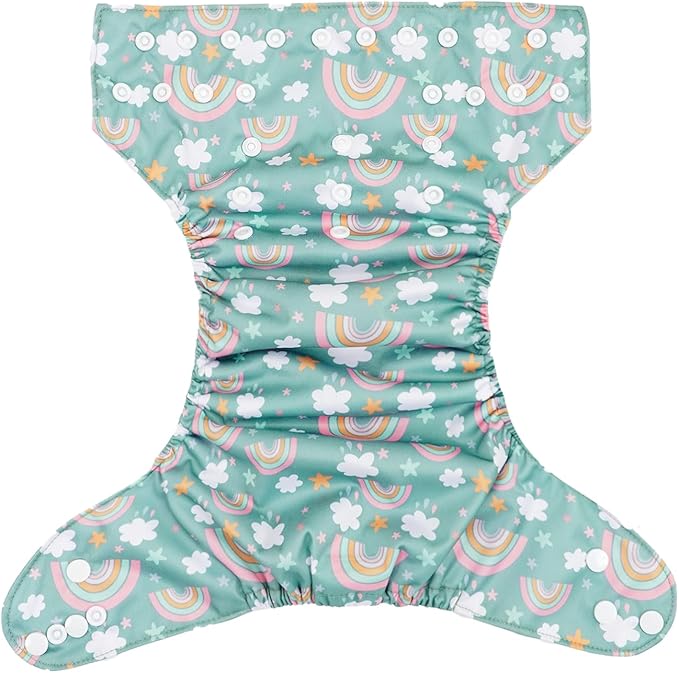 CoolaPeach 12 Set Reusable Adjustable Cloth Diapers for Newborn to 0-3 Years,One Size Washable Pocket Nappy Covers for Baby Girl and Boy,6 Pack Cloth Diapers+6pcs Microfiber Inserts(Green 2)
